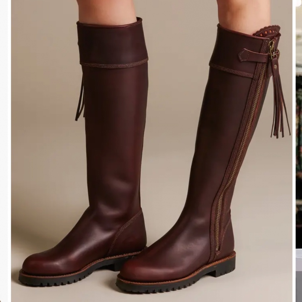 Penelope Chilvers Tassel Knee High Boot in Conker